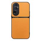 For OPPO Reno10 Pro+ Litchi Leather Magnetic Full Coverage Shockproof Phone Case(Yellow) - 1