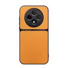 For OPPO Reno12 F 5G Litchi Leather Magnetic Full Coverage Shockproof Phone Case(Yellow) - 1