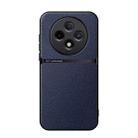 For OPPO Reno12 F 5G Litchi Leather Magnetic Full Coverage Shockproof Phone Case(Navy Blue) - 1