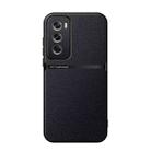 For OPPO Reno12 Global Litchi Leather Magnetic Full Coverage Shockproof Phone Case(Black) - 1
