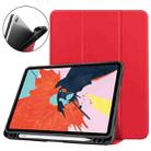 For iPad Air 2022 / 2020 10.9 Custer Texture TPU Horizontal Flip Leather Case with Sleep / Wake-up Function & Three-folding Holder & Pen Slot(Red) - 1
