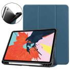 For iPad Air 2022 / 2020 10.9 Custer Texture TPU Horizontal Flip Leather Case with Sleep / Wake-up Function & Three-folding Holder & Pen Slot(Dark Green) - 1