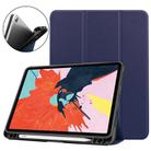 For iPad Air 2022 / 2020 10.9 Custer Texture TPU Horizontal Flip Leather Case with Sleep / Wake-up Function & Three-folding Holder & Pen Slot(Dark Blue) - 1