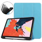 For iPad Air 2022 / 2020 10.9 Custer Texture TPU Horizontal Flip Leather Case with Sleep / Wake-up Function & Three-folding Holder & Pen Slot(Sky Blue) - 1