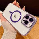 For iPhone 12 Pro Max Transparent MagSafe Phone Case with Lens Film(Purple) - 1