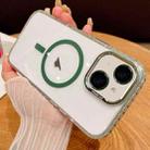 For iPhone 14 Transparent MagSafe Phone Case with Lens Film(Green) - 1