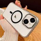 For iPhone 14 Plus Transparent MagSafe Phone Case with Lens Film(Black) - 1