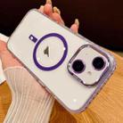 For iPhone 15 Plus Transparent MagSafe Phone Case with Lens Film(Purple) - 1