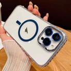 For iPhone 15 Pro Max Transparent MagSafe Phone Case with Lens Film(Blue) - 1