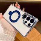 For Samsung Galaxy S22 Ultra 5G Transparent MagSafe Holder Phone Case with Lens Film(Blue) - 1