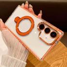 For Samsung Galaxy S24 5G Transparent MagSafe Holder Phone Case with Lens Film(Orange) - 1