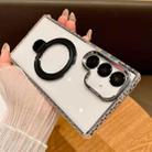 For Samsung Galaxy S24+ 5G Transparent MagSafe Holder Phone Case with Lens Film(Black) - 1