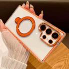 For Samsung Galaxy S24 Ultra 5G Transparent MagSafe Holder Phone Case with Lens Film(Orange) - 1