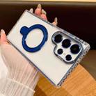 For Samsung Galaxy S25 Ultra 5G Transparent MagSafe Holder Phone Case with Lens Film(Blue) - 1