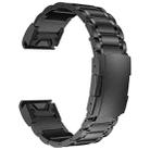 For Garmin 22mm Five-beads Titanium Alloy Push Buckle Metal Quick Release Watch Band(Black) - 1