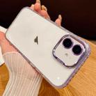 For iPhone 12 Transparent Phone Case with Lens Film(Purple) - 1