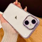 For iPhone 14 Transparent Phone Case with Lens Film(Purple) - 1