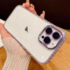 For iPhone 15 Pro Max Transparent Phone Case with Lens Film(Purple) - 1