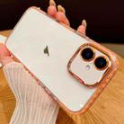 For iPhone 16 Plus Transparent Phone Case with Lens Film(Orange) - 1