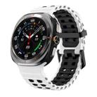 For Samsung Galaxy Watch Ultra 47mm Ocean Two Color Dual-Row Hole Silicone Watch Band(White Black) - 1