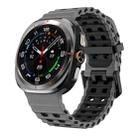 For Samsung Galaxy Watch Ultra 47mm Ocean Two Color Dual-Row Hole Silicone Watch Band(Black) - 1