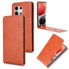 For itel S25 Ultra Magnetic Vertical Flip Leather Phone Case(Brown) - 1