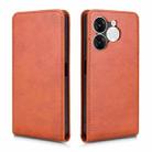 For itel A80 4G Magnetic Vertical Flip Leather Phone Case(Brown) - 2