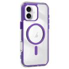 For iPhone 16 Acrylic Hybrid TPU Airbag Shockproof MagSafe Phone Case(Purple) - 1