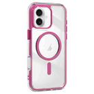 For iPhone 16 Acrylic Hybrid TPU Airbag Shockproof MagSafe Phone Case(Rose Red) - 1