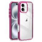 For iPhone 16 Acrylic Hybrid TPU 3-in-1 Airbag Shockproof Phone Case(Rose Red) - 1