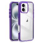 For iPhone 16 Acrylic Hybrid TPU 3-in-1 Airbag Shockproof Phone Case(Purple) - 1