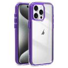 For iPhone 15 Pro Max Acrylic Hybrid TPU 3-in-1 Airbag Shockproof Phone Case(Purple) - 1