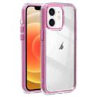 For iPhone 12 Acrylic Hybrid TPU 3-in-1 Airbag Shockproof Phone Case(Pink) - 1