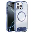 For iPhone 16 Pro Max Clear PC Hybrid TPU MagSafe Phone Case with Holder(Blue) - 1