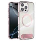 For iPhone 16 Pro Clear PC Hybrid TPU MagSafe Phone Case with Holder(Pink) - 1