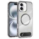 For iPhone 16 Clear PC Hybrid TPU MagSafe Phone Case with Holder(Black) - 1