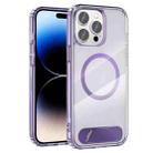 For iPhone 14 Pro Clear PC Hybrid TPU MagSafe Phone Case with Holder(Purple) - 1