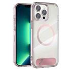 For iPhone 13 Pro Max Clear PC Hybrid TPU MagSafe Phone Case with Holder(Pink) - 1