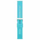 22mm Solid Color Steel Buckle Silicone Watch Band(Lake Blue) - 2