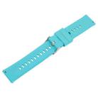 22mm Solid Color Steel Buckle Silicone Watch Band(Lake Blue) - 3