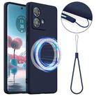 For Motorola Edge 40 Neo Shockproof Silicone Magsafe Phone Case(Navy Blue) - 1