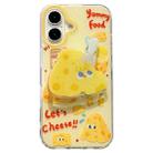 For iPhone 16 Double-sided IMD Cheese Printed TPU Phone Case with Holder(Yellow) - 1