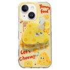 For iPhone 15 Double-sided IMD Cheese Printed TPU Phone Case with Holder(Yellow) - 1