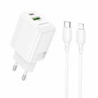 Borofone BN27 Fuente PD20W Type-C + QC3.0 USB Charger with Type-C to 8 Pin Cable, EU Plug(White) - 1