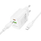 Borofone BN27 Fuente PD20W Type-C + QC3.0 USB Charger with Type-C to 8 Pin Cable, EU Plug(White) - 3