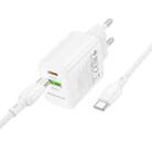 Borofone BN27 Fuente PD20W Type-C + QC3.0 USB Charger with Type-C to Type-C Cable, EU Plug(White) - 3