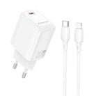 Borofone BN26 Fuente PD20W Type-C Port Charger with Type-C to 8 Pin Cable, EU Plug(White) - 1