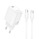 Borofone BN26 Fuente PD20W Type-C Port Charger with Type-C to Type-C Cable, EU Plug(White) - 1