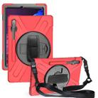 For Samsung Galaxy Tab S8+ / Tab S8 Plus /  Tab S7 FE / Tab S7+ Shockproof Colorful Silicone + PC Protective Case with Holder & Shoulder Strap & Hand Strap(Red) - 1