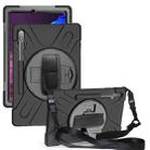 For Samsung Galaxy Tab S8+ / Tab S8 Plus /  Tab S7 FE / Tab S7+ Shockproof Colorful Silicone + PC Protective Case with Holder & Shoulder Strap & Hand Strap(Black) - 1